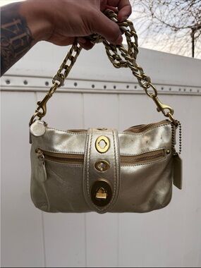 vintage y2k coach bridget metallic shoulder bag